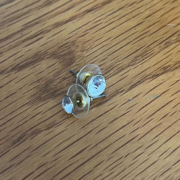 Silver Fake Diamond Stud Earrings - Picture 2 of 2